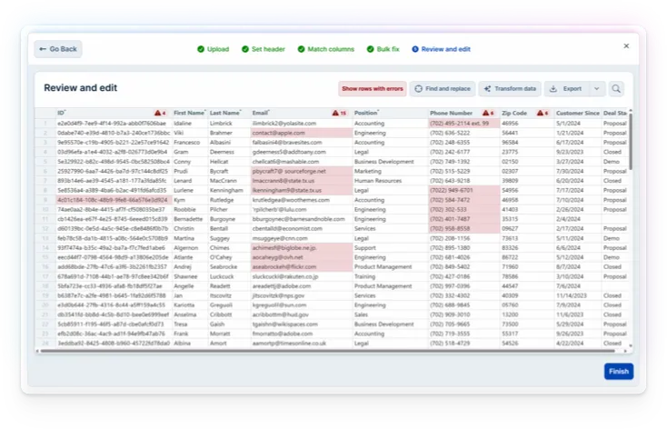 Dromo is a file importer that takes minutes to configure.